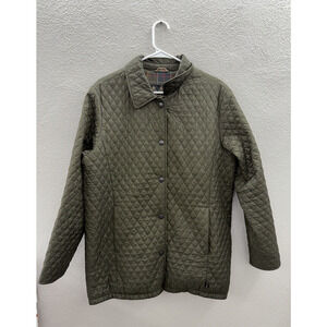 Barbour Womens Jacket Size 10 Green Quilted Snap Button Up Collared